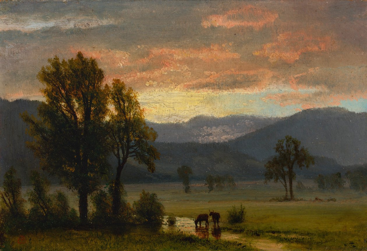 Paisagem com gado de Albert Bierstadt