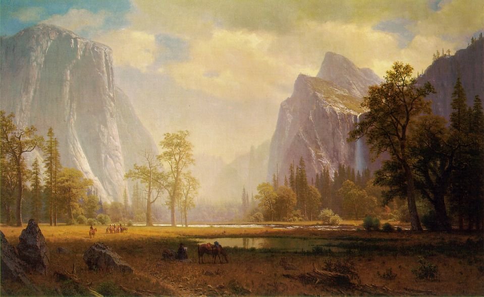 Olhando para cima do vale de Yosemite de Albert Bierstadt
