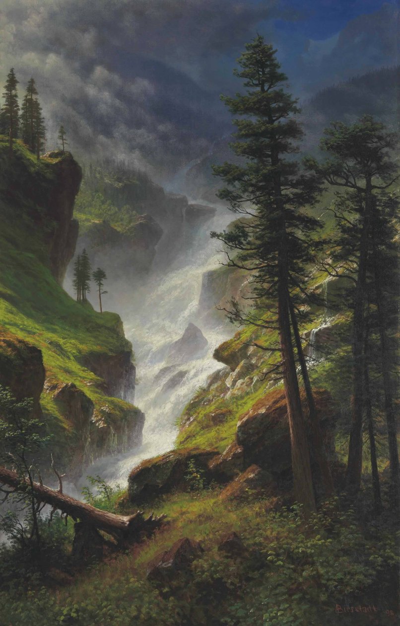 Cachoeira da montanha rochosa de Albert Bierstadt