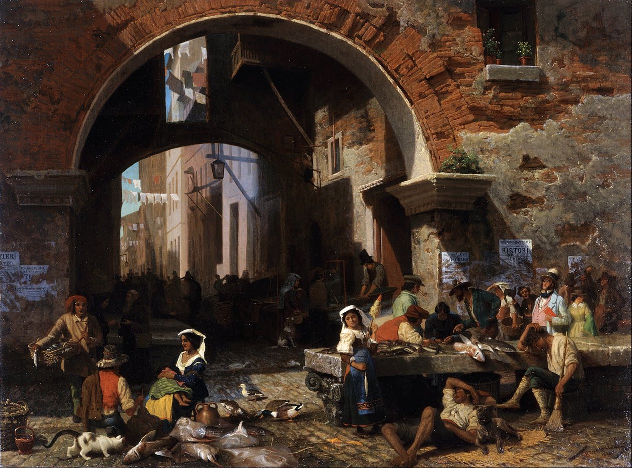 Mercado De Peixe Romano. Arco de Octavius de Albert Bierstadt