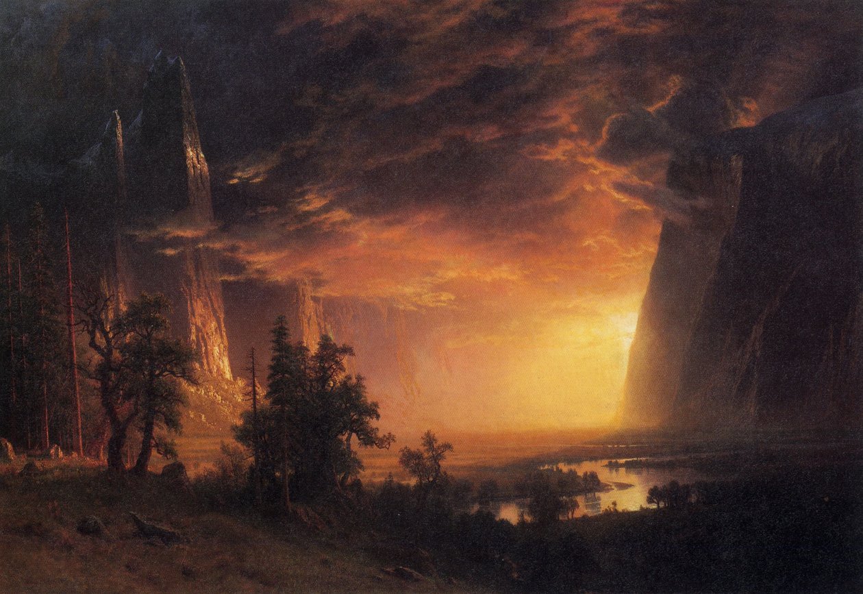 Pôr do sol no vale de Yosemite de Albert Bierstadt
