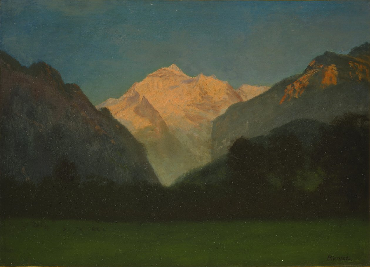 Vista do Glacier Park ou pôr do sol no pico de Albert Bierstadt