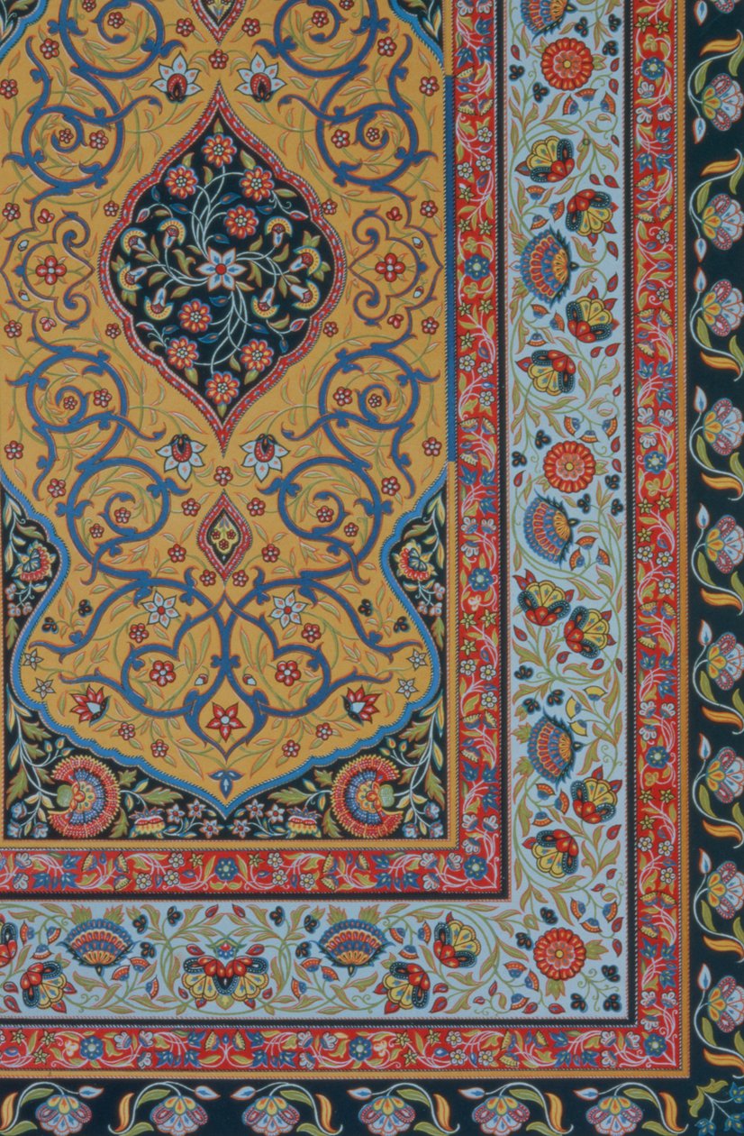 Decoração persa, de `Polychrome Ornament`, gravado por F. Durin, bar. por Lemercier und C., Paris, 1869 de Albert Charles August Racinet