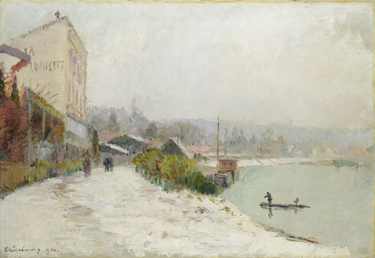 O Sena em Bas-Meudon, tempo de neve, 1900 de Albert Charles Lebourg