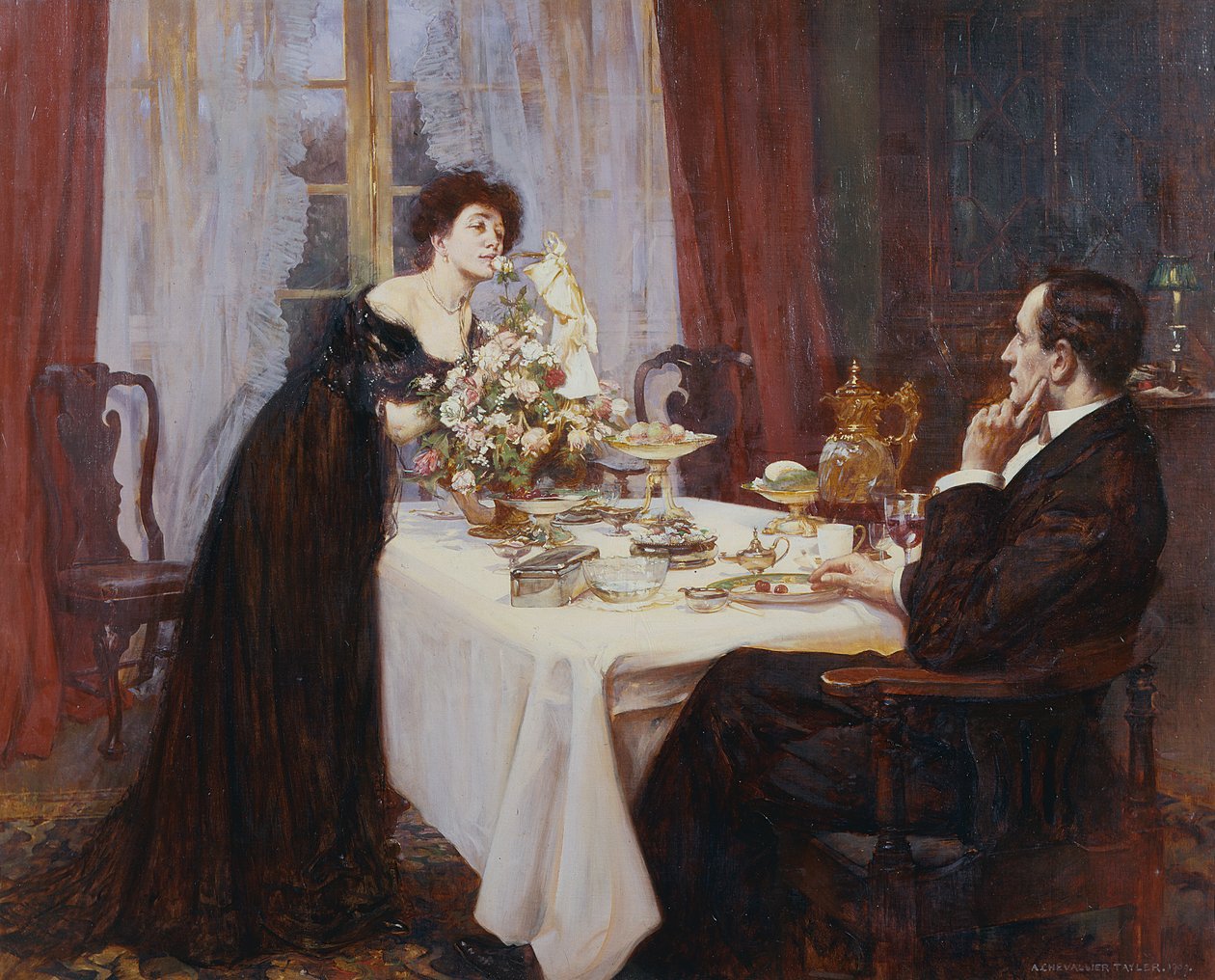 O aniversário, eu te amo ao nível da necessidade mais silenciosa do dia a dia - Elizabeth Barrett Browning, 1909 de Albert Chevallier Tayler