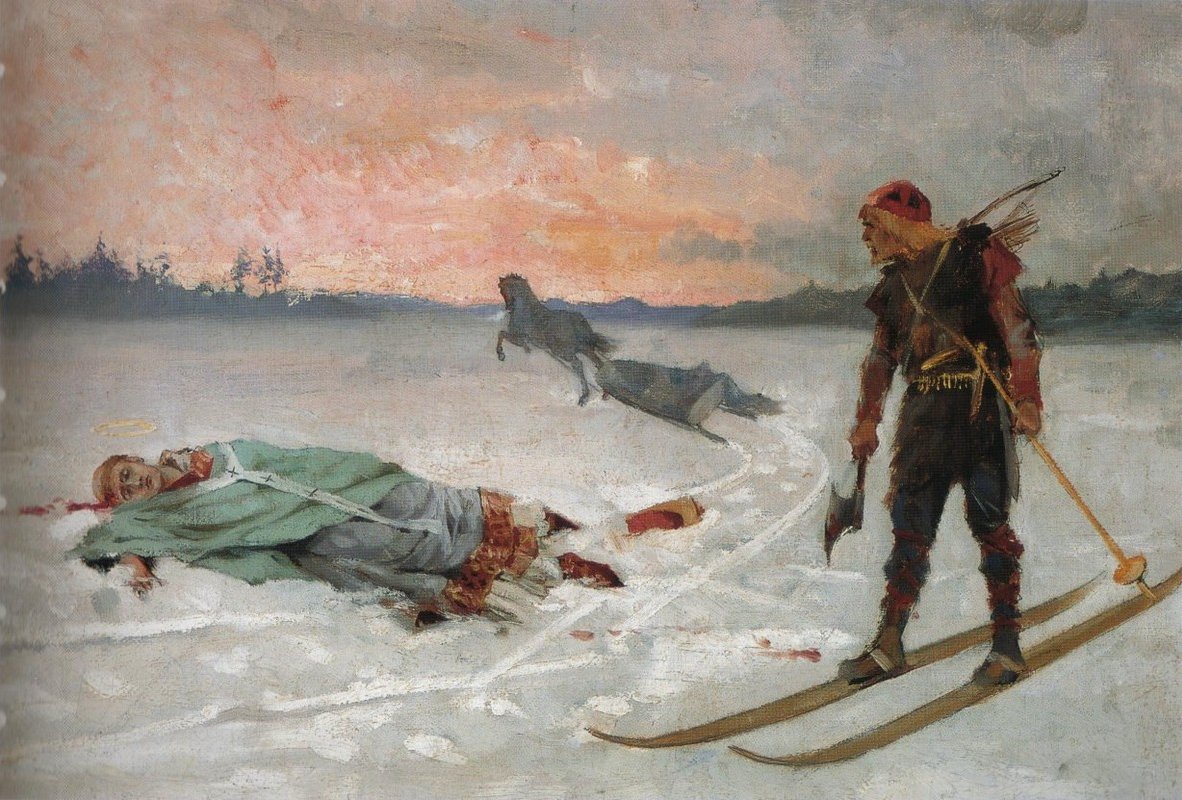 Bispo Henrik MorteBishop Henry morto por Lalli de Albert Gustaf Aristides Edelfelt