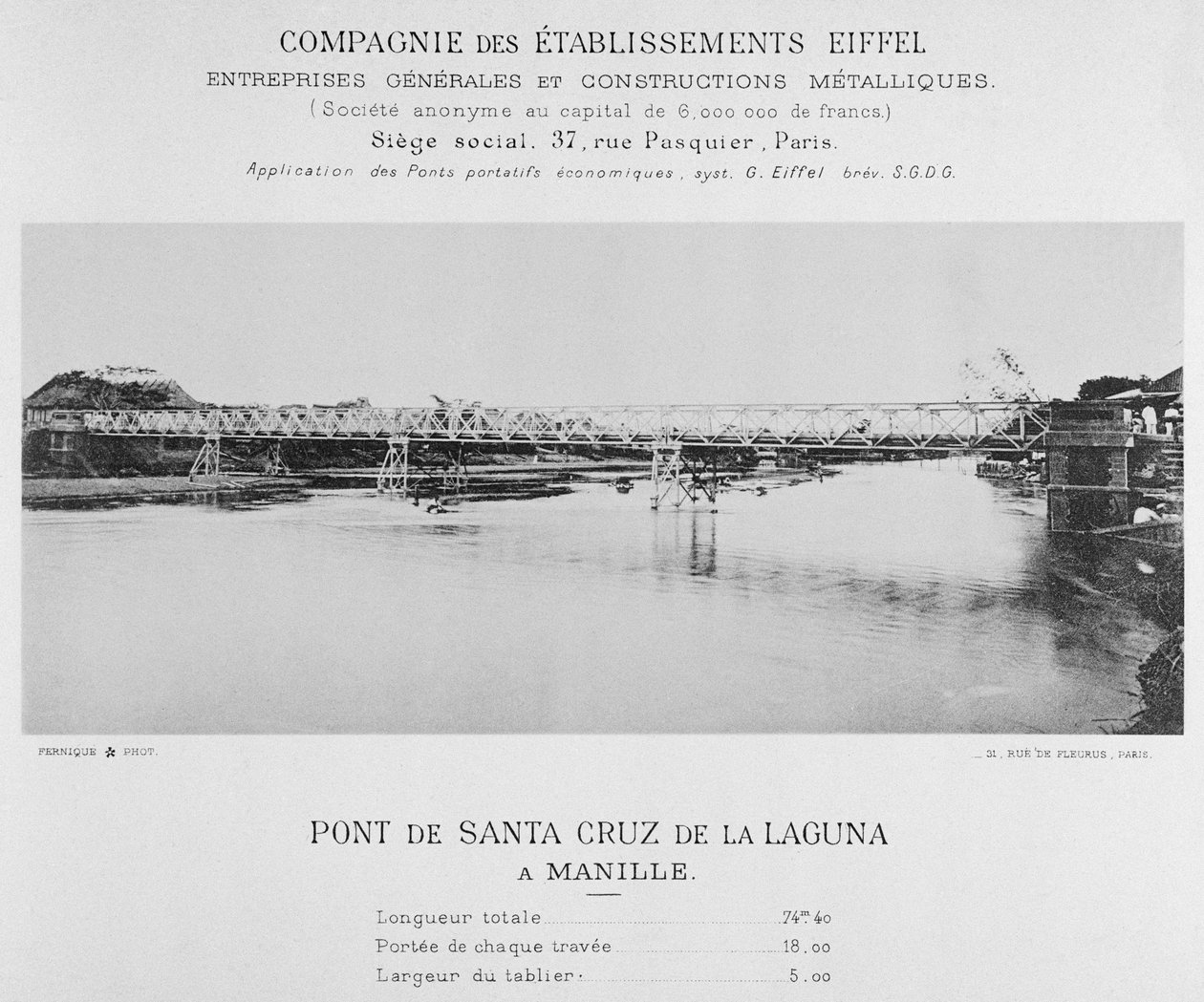 Ponte de Santa Cruz de la Laguna, Manila, fevereiro de 1891 de Albert Fernique
