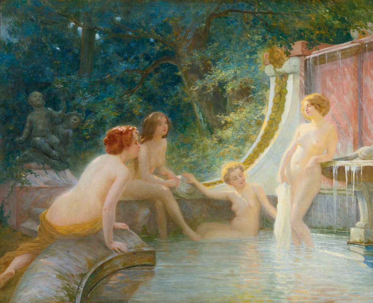 Banhistas jovens em uma fonte de Albert Auguste Fourie