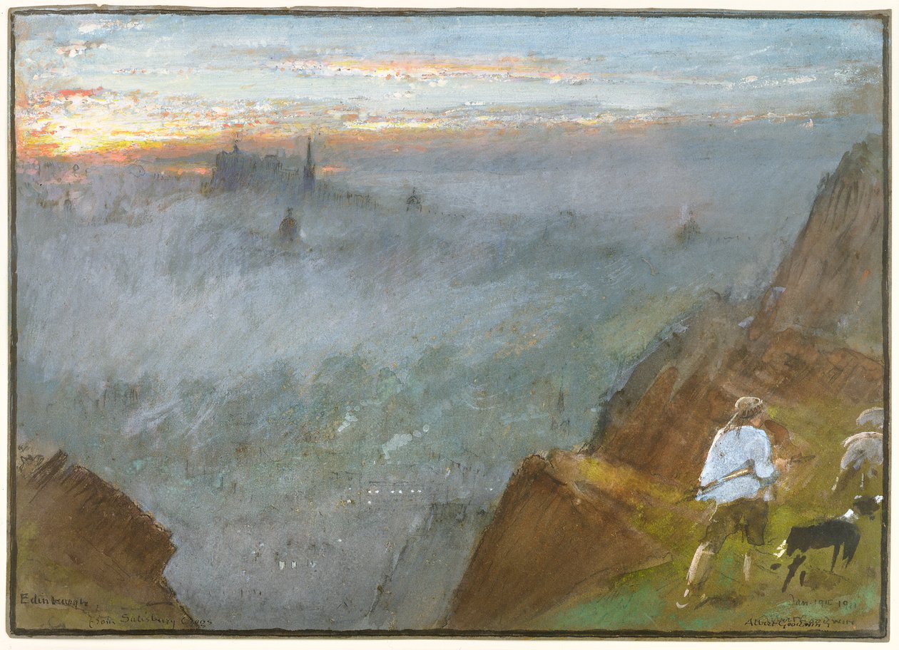 Edimburgo de Salisbury Crags, 1917 de Albert Goodwin