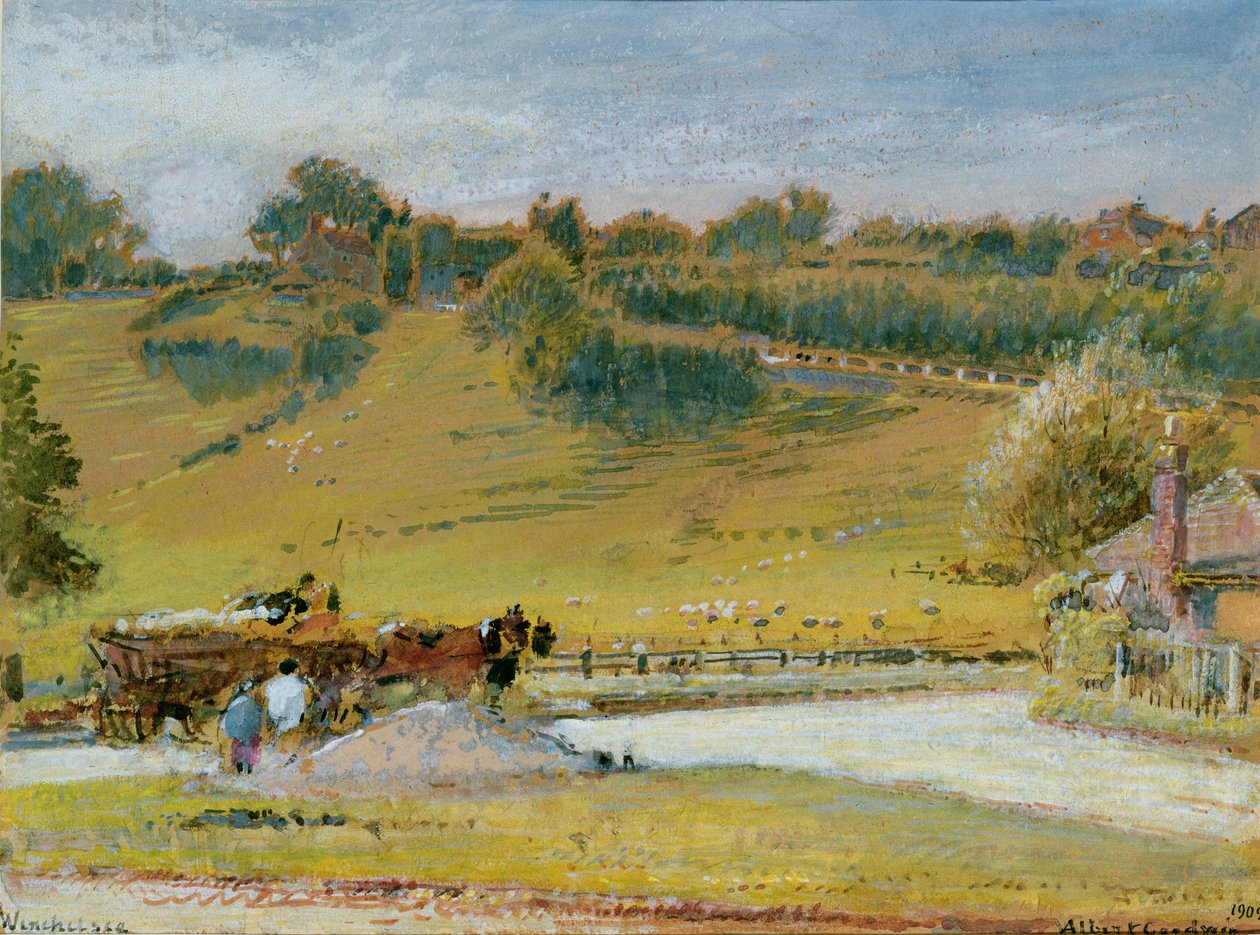 Winchelsea, 1909 (wc e bodycolour com lápis sobre papel) de Albert Goodwin
