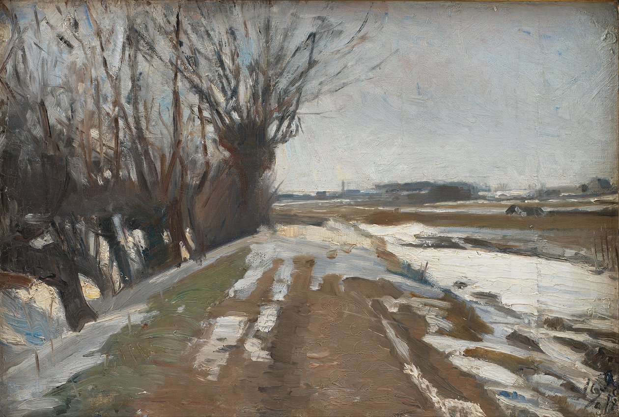 Paisagem De Inverno. Utterslev perto de Copenhaga de Albert Gottschalk