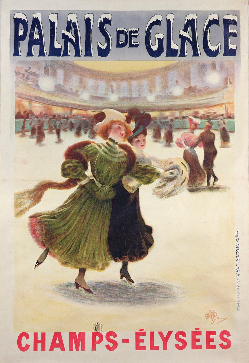 Cartaz publicitário da pista de gelo Palais de Glace na Champs-Elysees de Albert Guillaume