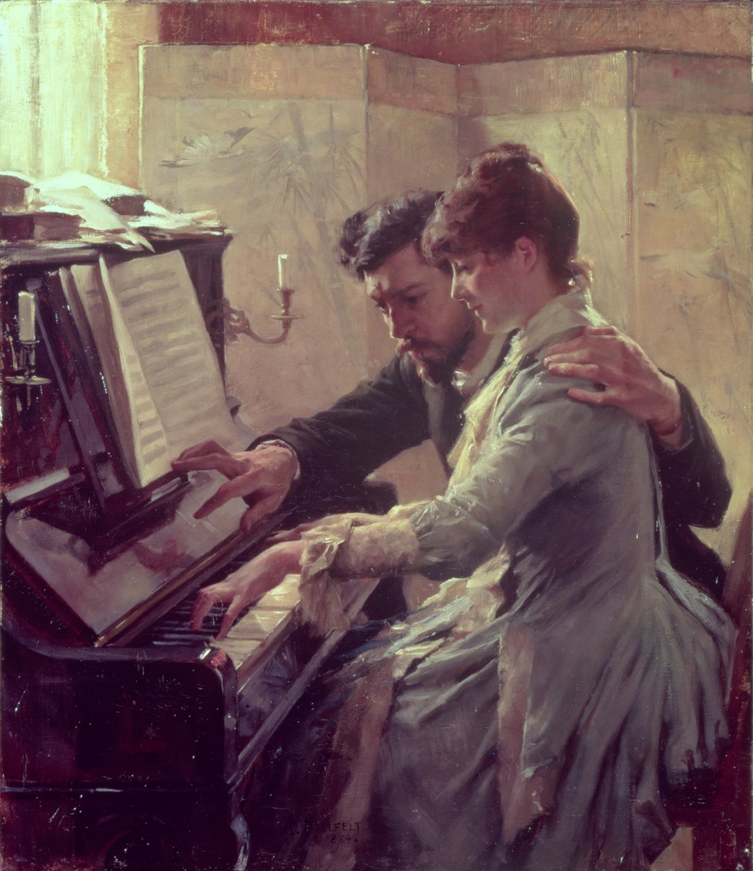 No piano de Albert Gustaf Aristides Edelfelt