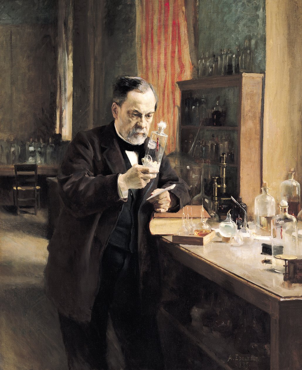 Louis Pasteur (1822-95) em seu laboratório, 1885 de Albert Gustaf Aristides Edelfelt