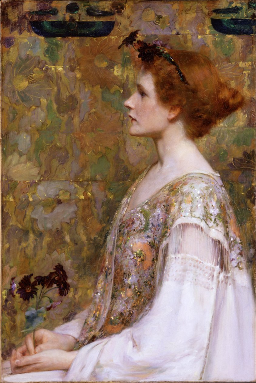 Mulher, com, cabelo vermelho de Albert Herter