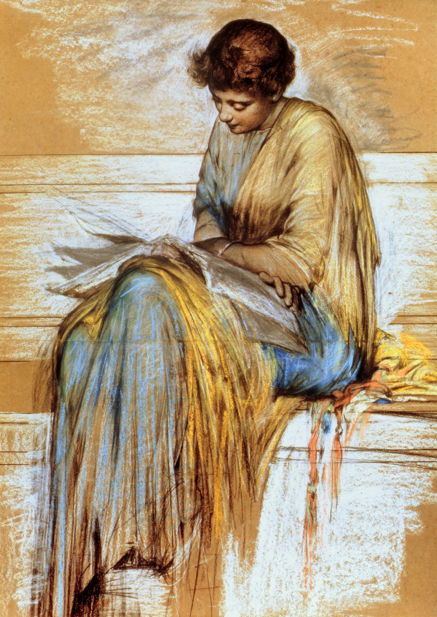 Estudo da Figura Feminina (pastel sobre papel) de Albert Joseph Moore