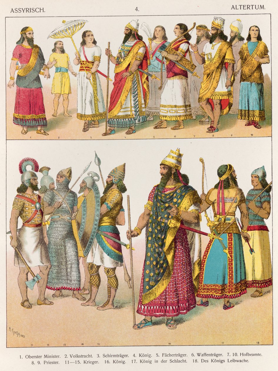 Vestido Assírio, de &39;Trachten der Voelker&39;, 1864 de Albert Kretschmer