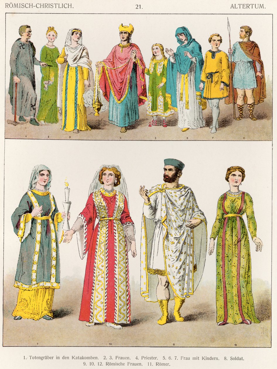 Vestido romano cristão, de &39;Trachten der Voelker&39;, 1864 de Albert Kretschmer