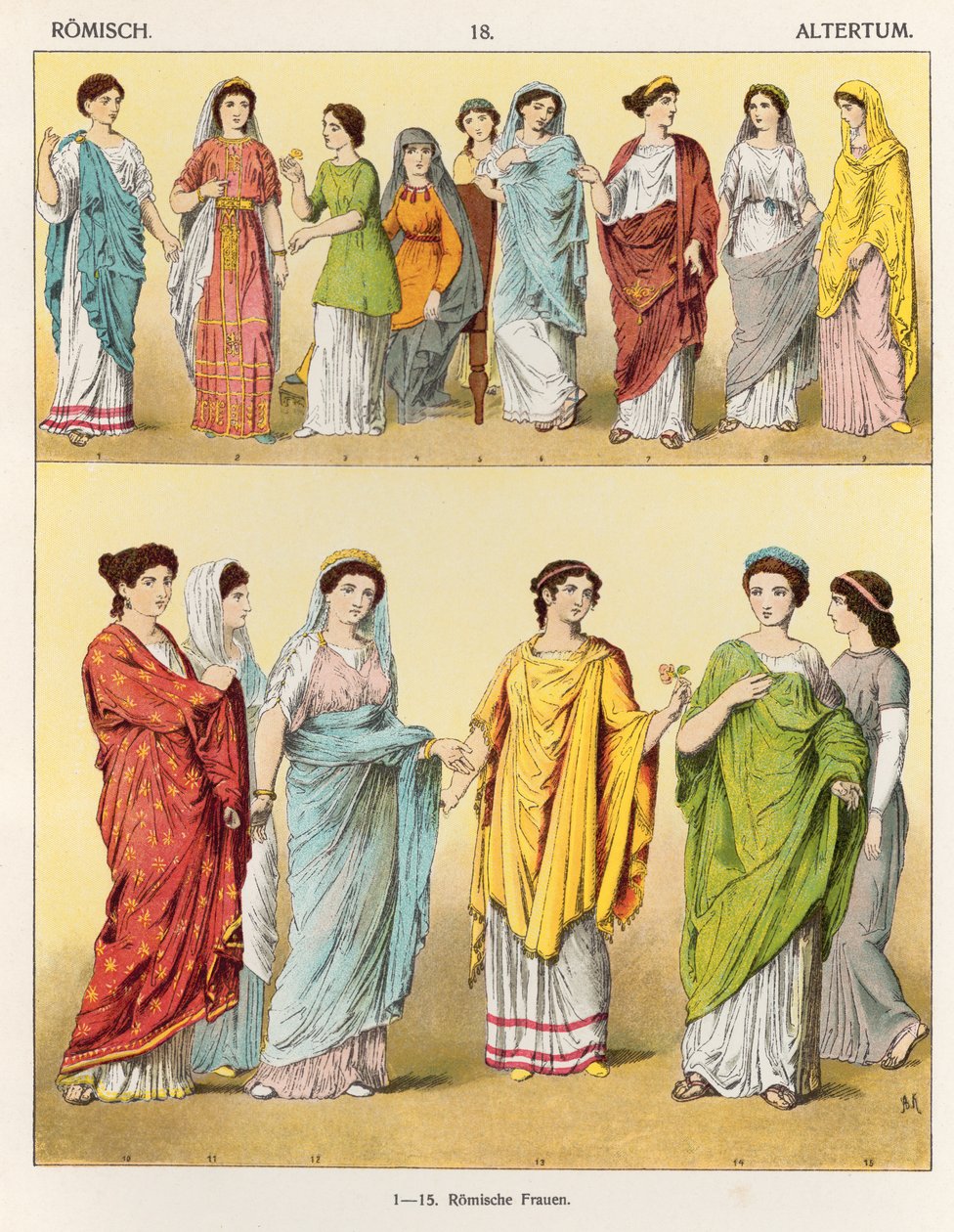 Vestido Romano Feminino, de &39;Trachten der Voelker&39;, 1864 de Albert Kretschmer