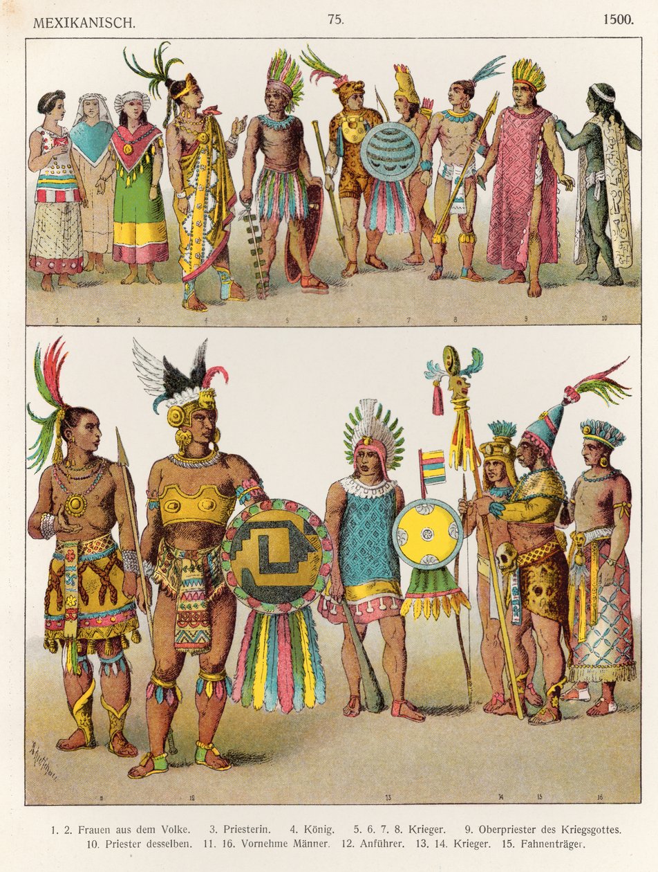 Vestido mexicano, c.1500, de &39;Trachten der Voelker&39;, 1864 de Albert Kretschmer