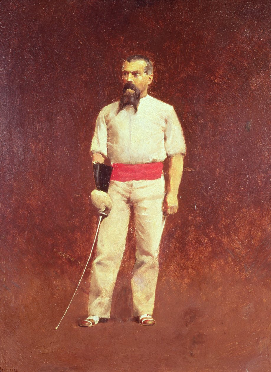 Richard Burton (1821-90) em vestido de esgrima, 1889 de Albert Letchford