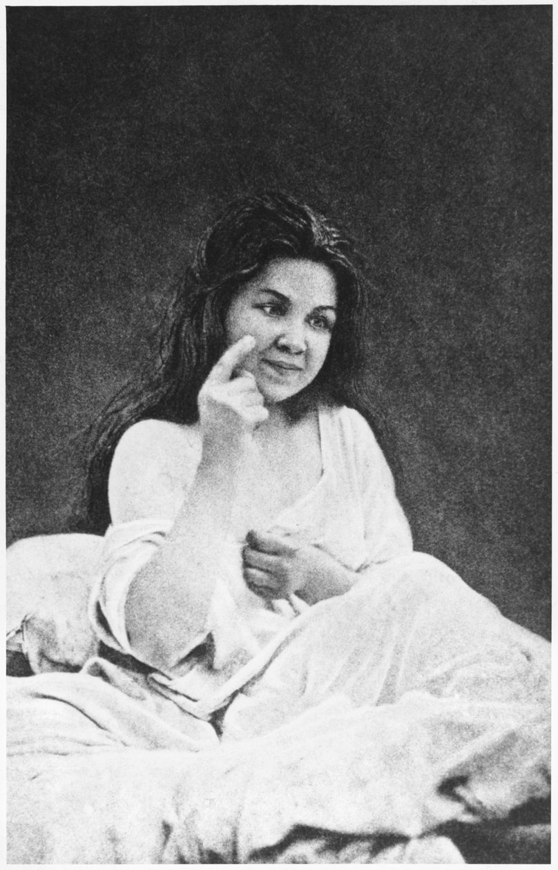 Alucinação auditiva, de &39;Iconographie de la Salpetriere&39; de Desire Magloire Bourneville (1840-1909) e Paul Regnard (1850-1927) 1878 de Albert Londe