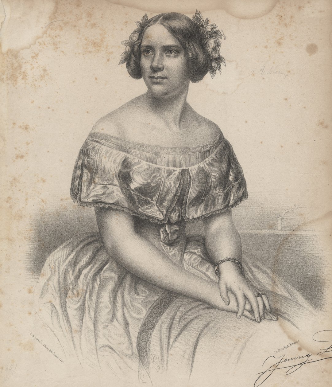 Jenny Lind, da partitura de &39;Melodias Suecas, Pieces e Operatic Songs&39;, 1851 de Albert Newsam