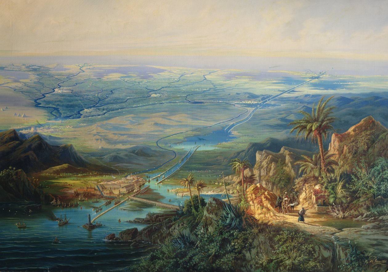 O canal de Suez, 1864 de Albert Rieger