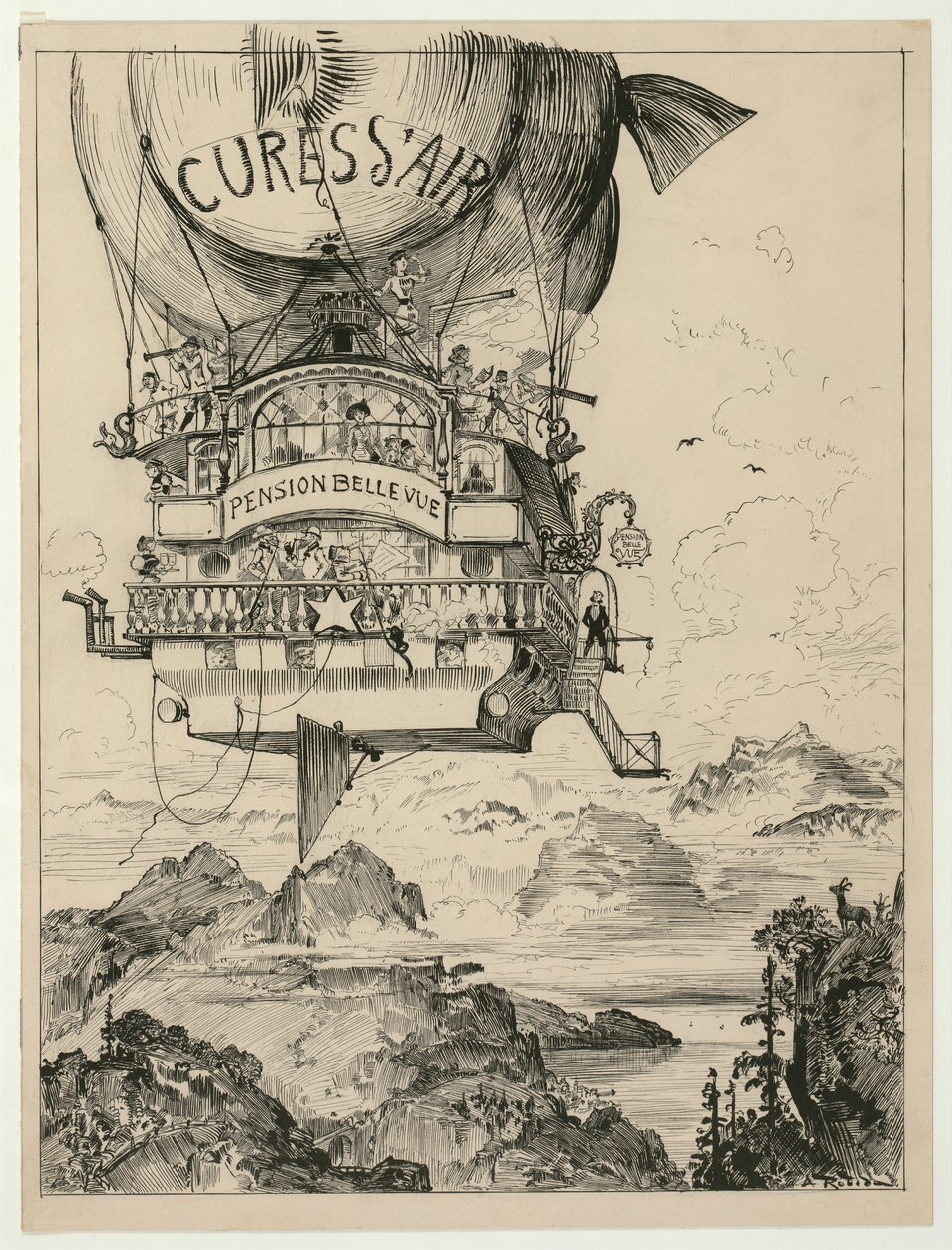 Curas de Ar na Montanha, pub. 1883 de Albert Robida