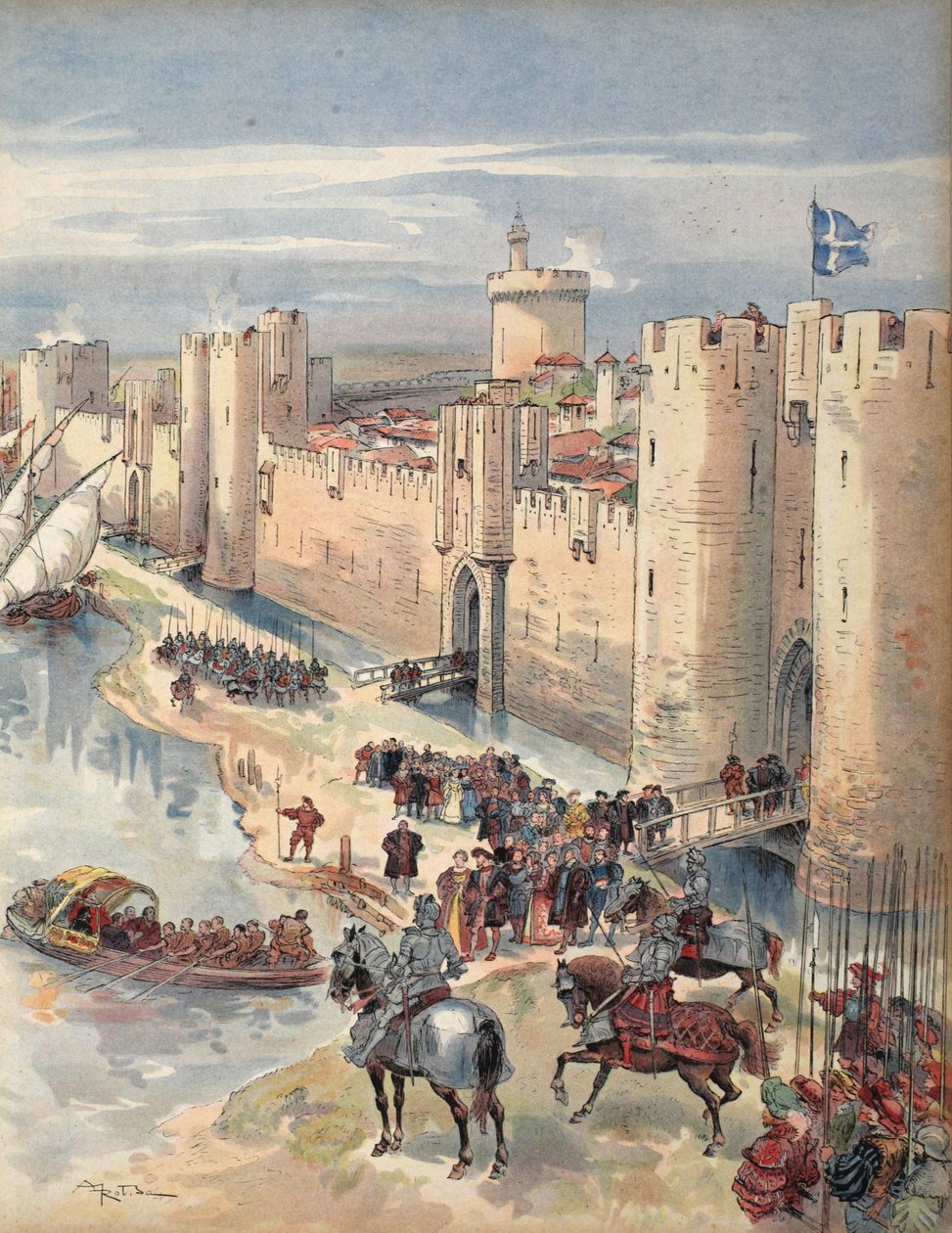 Entrevista de Aigues-Mortes, ilustração de François I: O Cavaleiro do Rei, de George G. Toudouze, pub. 1909 de Albert Robida