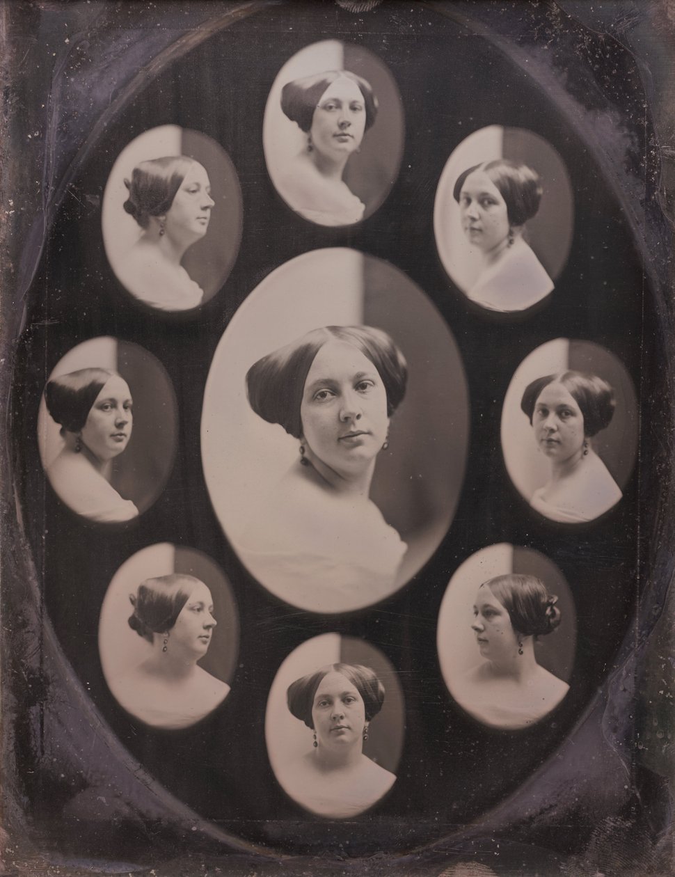 Retrato de uma mulher em nove vistas ovais de Albert Sands Southworth