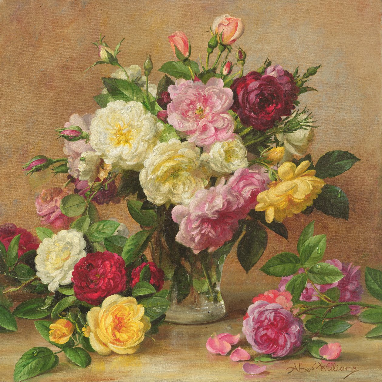 AB3052 Old Fashioned Victorian Roses, 1995 de Albert Williams