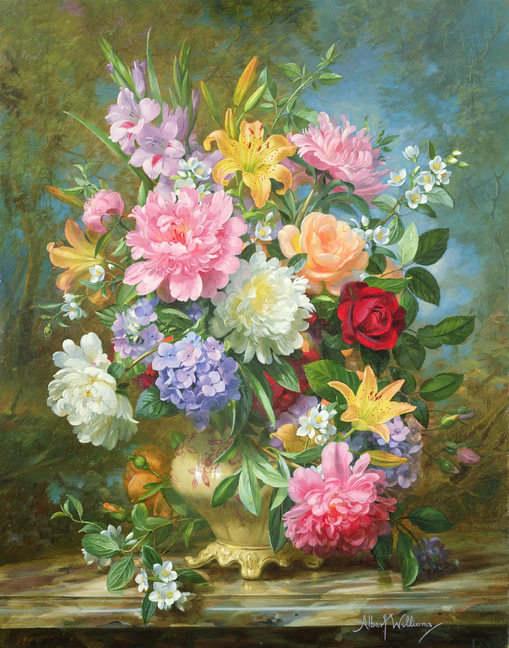 Peônias e flores mistas de Albert Williams