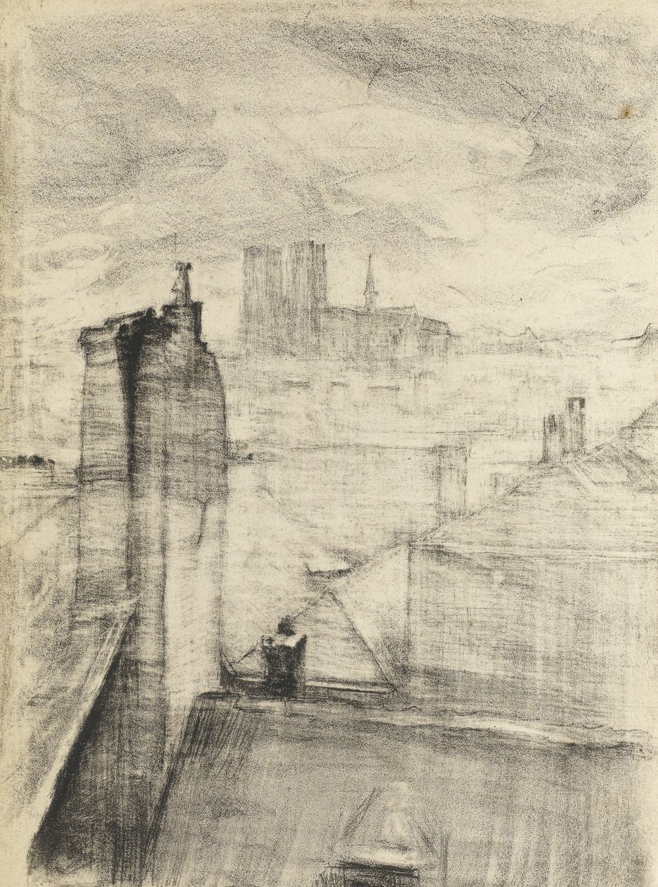 Telhados da cidade, Bruxelas, c.1910 de Albert de Belleroche