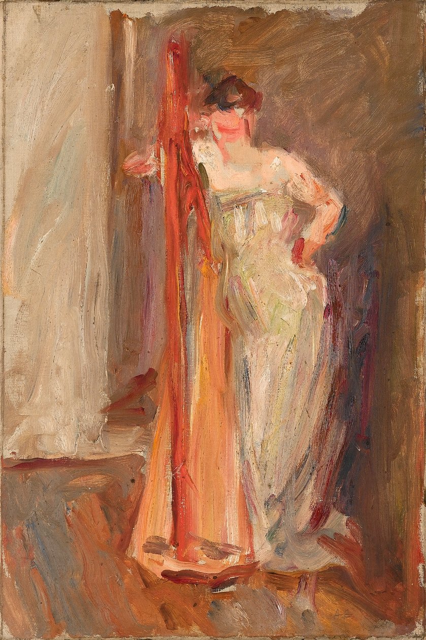 Mulher com a harpa - c.1905 de Albert de Belleroche