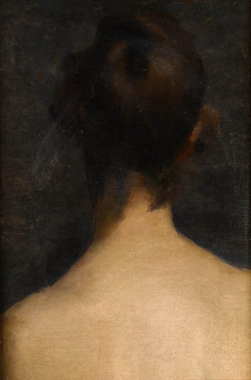 Vista traseira, cabeça e ombros, de uma jovem mulher, c.1885 de Albert de Belleroche