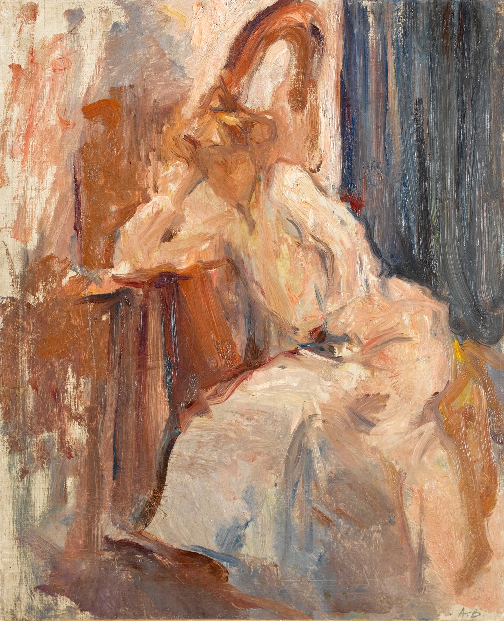 Mulher sentada com uma harpa, c.1890 de Albert de Belleroche
