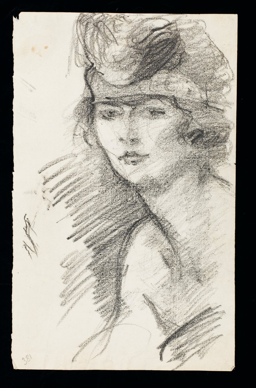 Estudo de um modelo, com faixa de cabelo, c.1900 (carvão sobre papel) de Albert de Belleroche