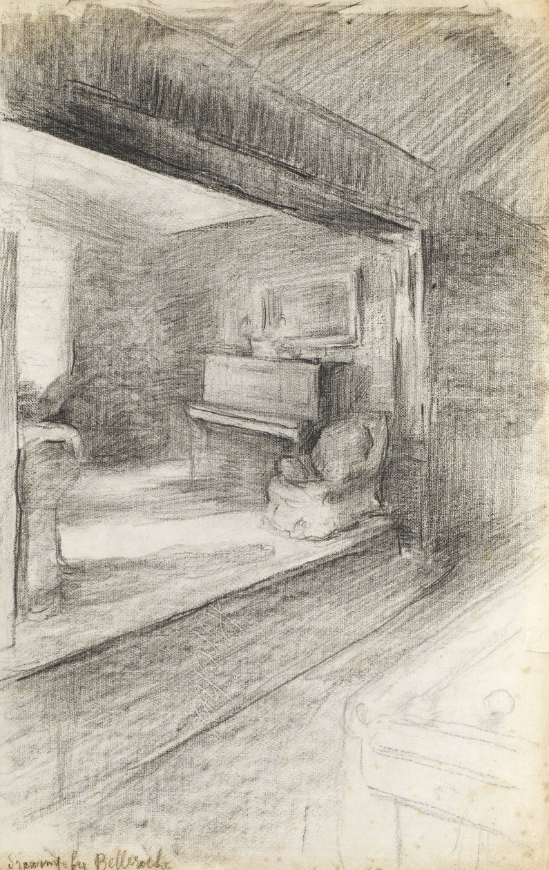 A sala de visitas dos artistas, c.1890 (giz preto no papel) de Albert de Belleroche