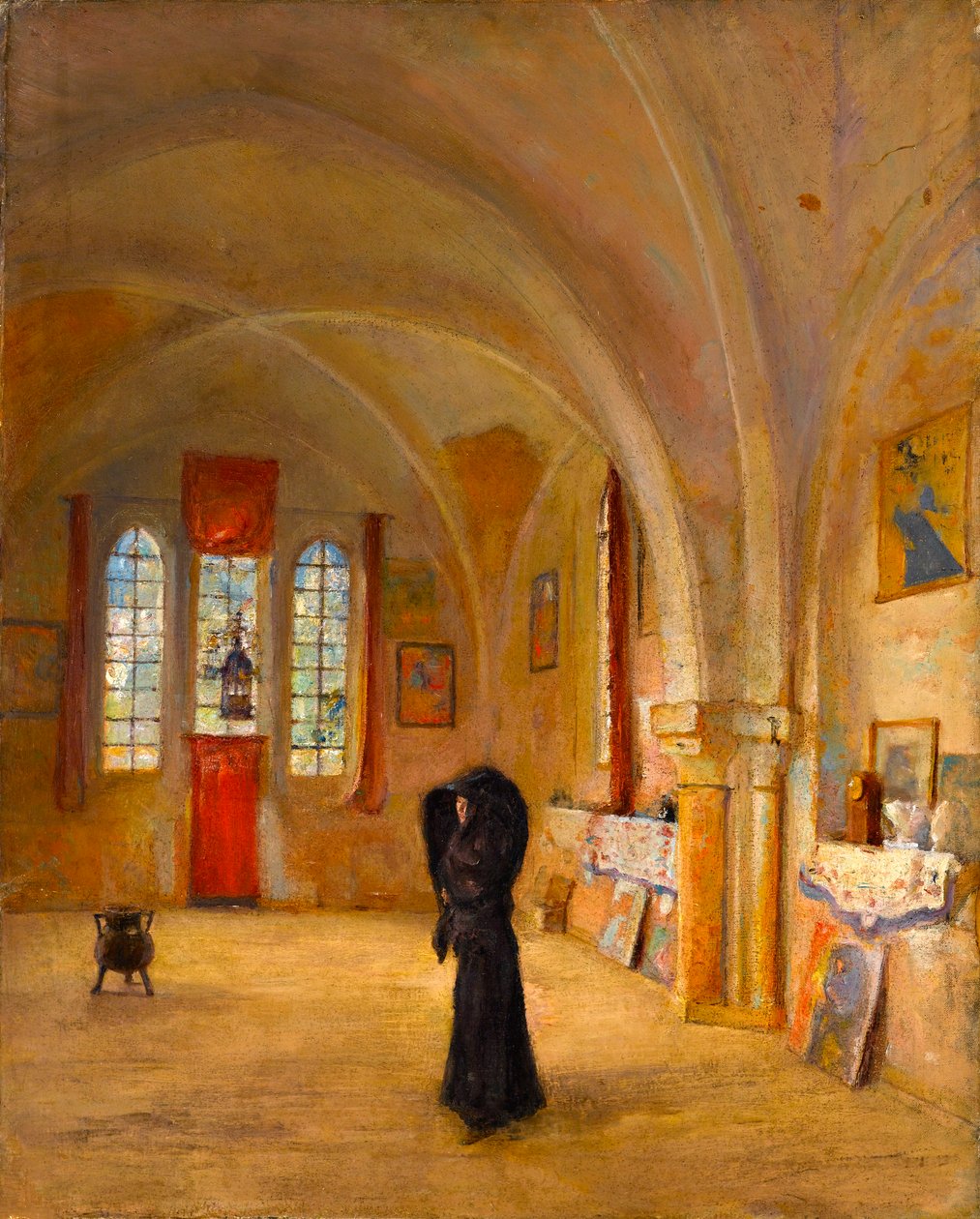 O estúdio dos artistas, a capela velha, La Boissiere, Chateauden, c.1909 de Albert de Belleroche