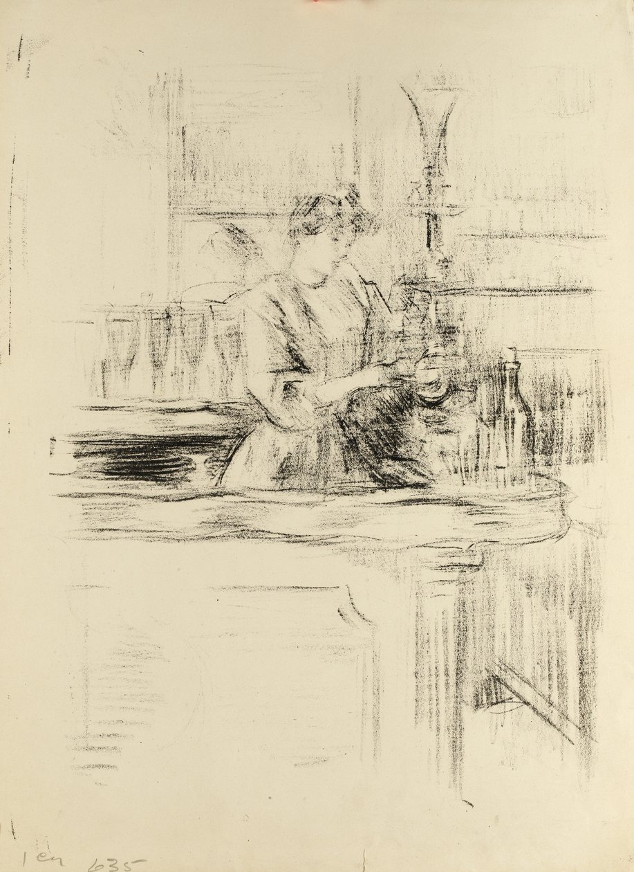 Mulher, trabalhando, barzinhos, tarde, 1890s de Albert de Belleroche