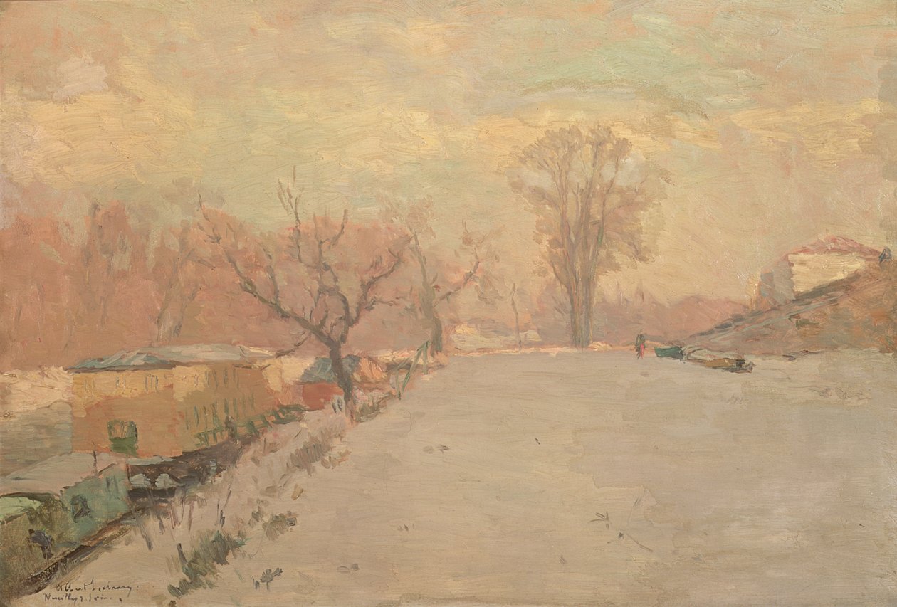 Estrada, por, a, sena, em, Neuilly, em, inverno, c.1888 de Albert Charles Lebourg