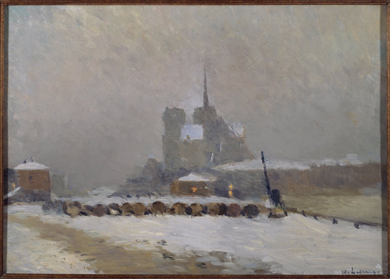 Notre-Dame de Paris, efeito de neve, à noite, ca. 1897 (óleo) de Albert Charles Lebourg