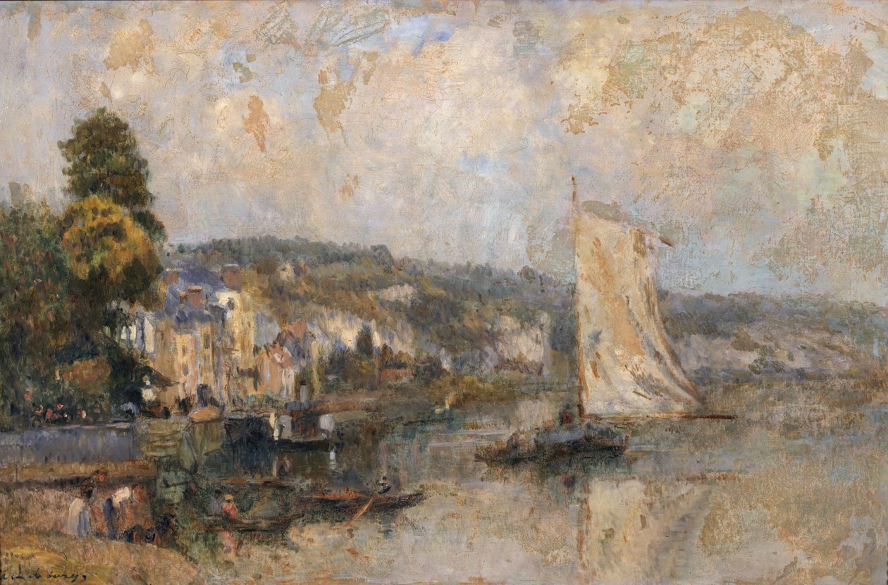 O Sena em La Bouille, perto de Rouen, cerca de 1904 (óleo sobre tela) de Albert Charles Lebourg