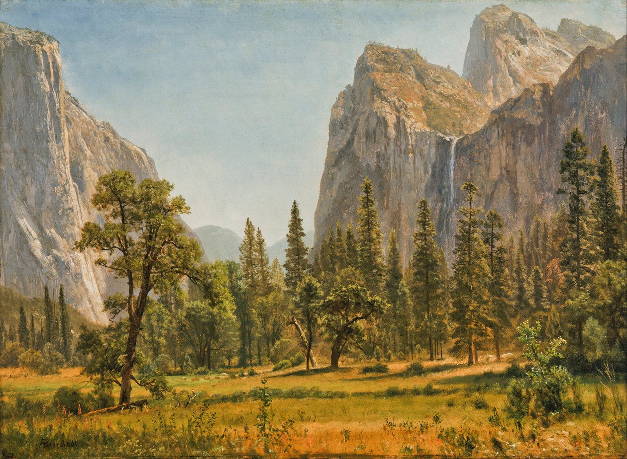 Quedas nupciais do véu, vale de Yosemite, Califórnia de Albert Bierstadt
