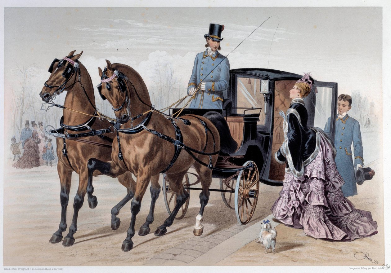 Coupe reach of English horses Impressão de Albert Adam (1833-?) 1874 Paris, Musee Carnavalet de Albert Adam