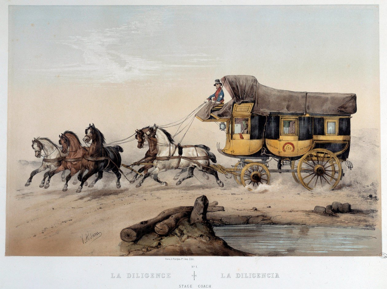 La diligence" Litografia de Albert Adam (1833-?) 1870 Paris, Musee Carnavalet de Albert Adam