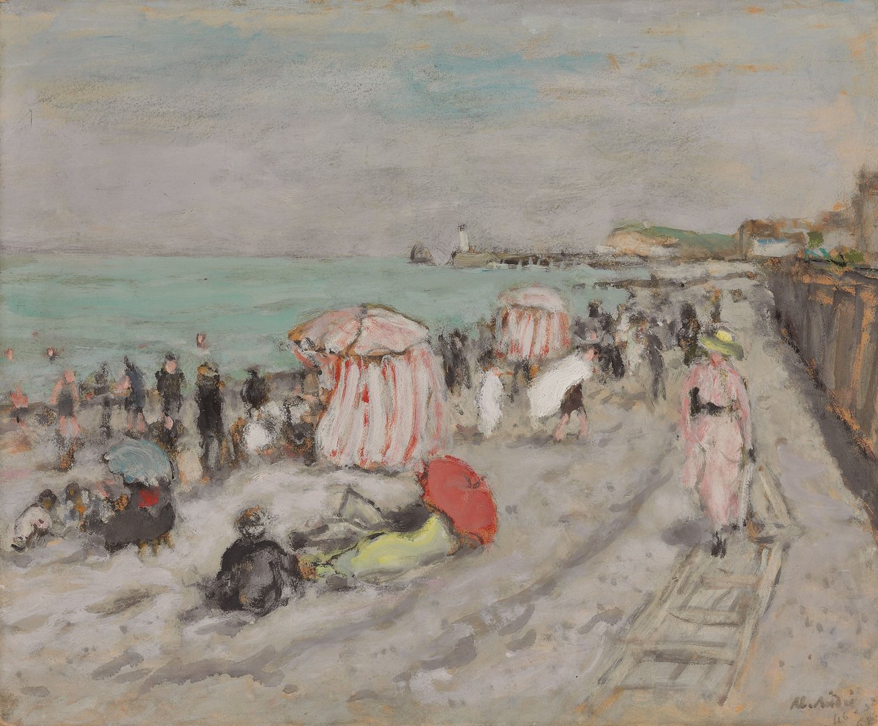 Na praia (óleo sobre papel colocado sobre tábua) de Albert Andre