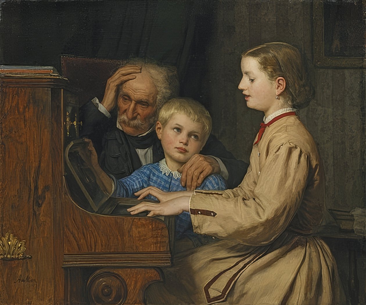 A música do lar. 1874 de Albert Anker