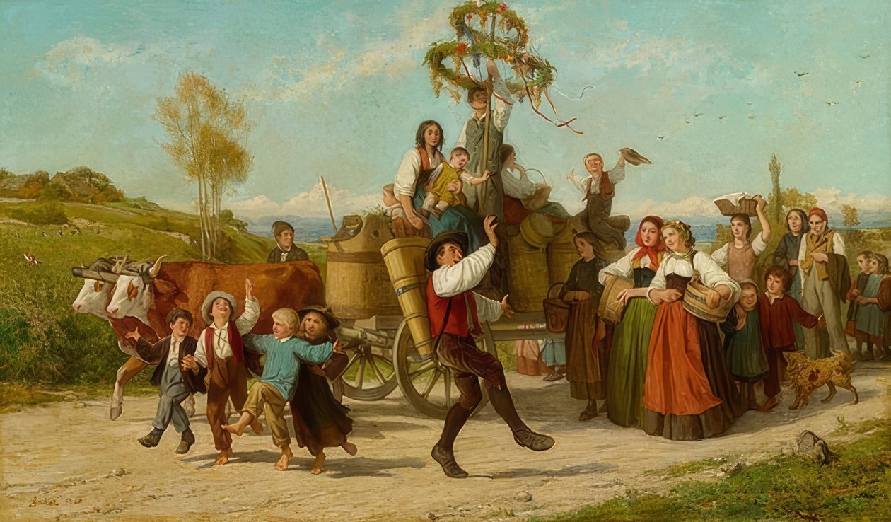 O festival do vinho. 1865 de Albert Anker